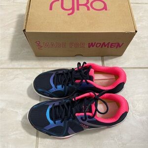 Ryka Women's Black with Blue & Pink Athletic Walking Shoes